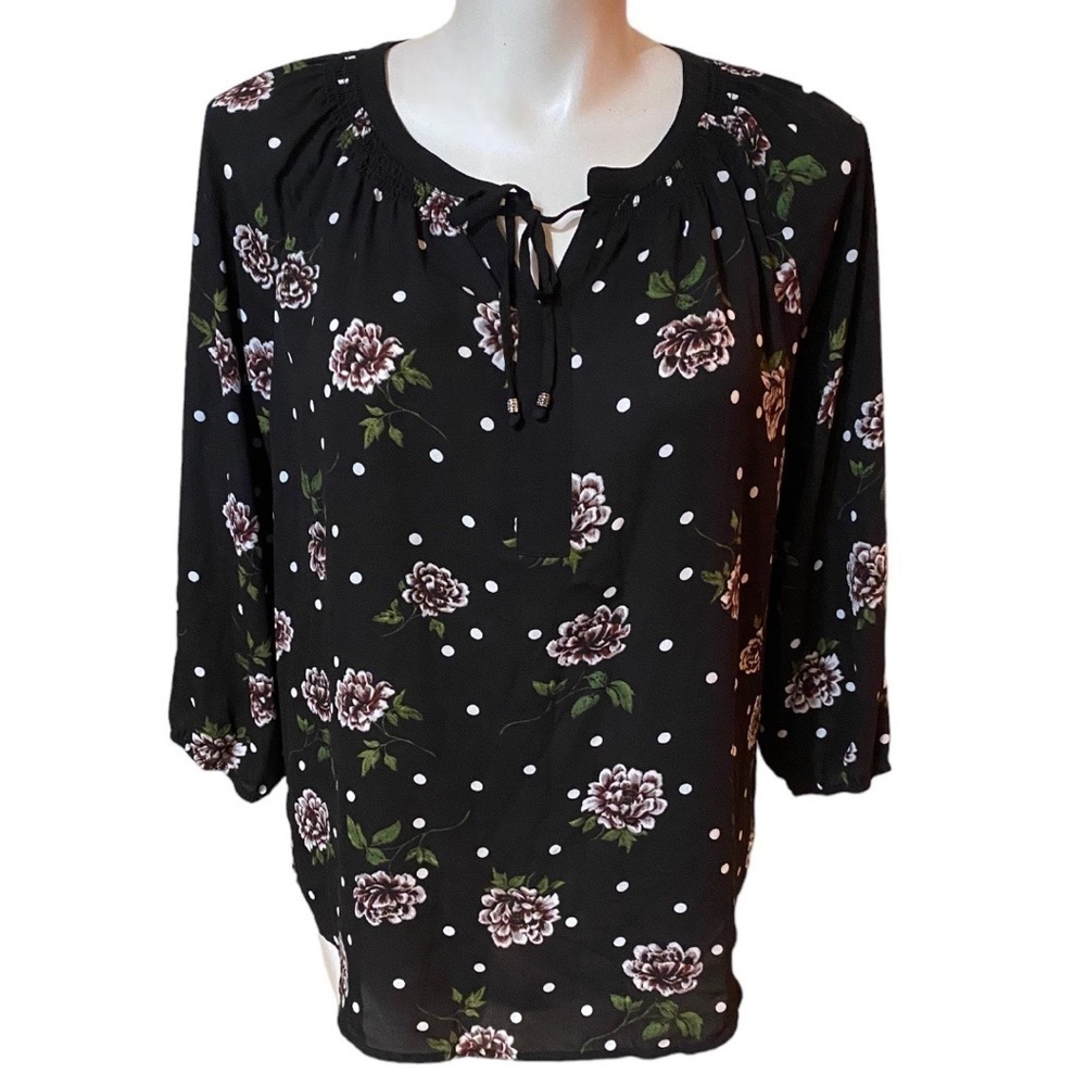 Zac & Rachel Blouse Polka Dot & Floral Size XL
